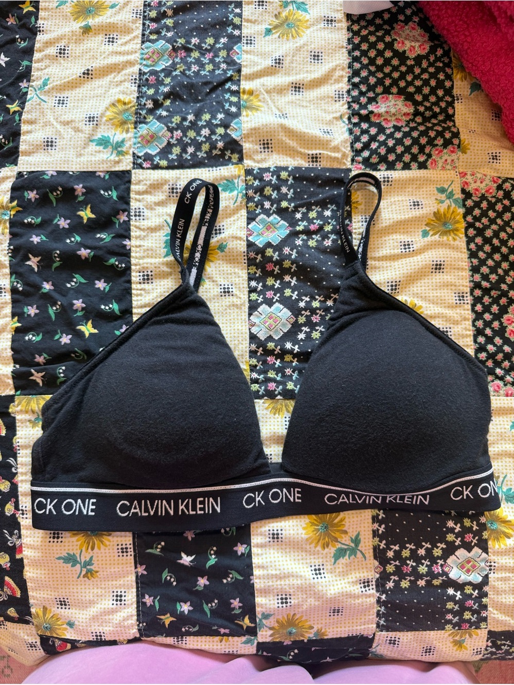 Calvin Klein Black CK One Wireless Bralette with Logo Band